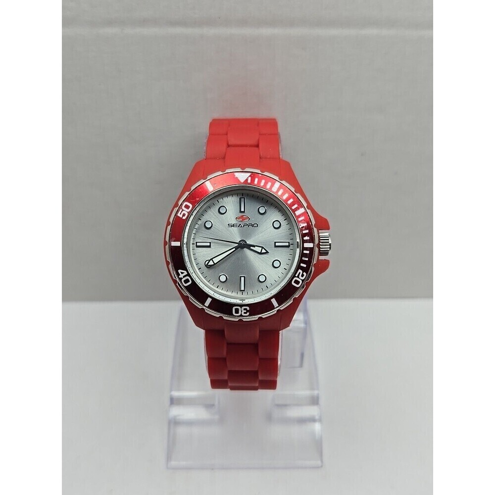 Seapro SP3214 Spring Red Quartz Womens Watch Silicone 36mm New Battery WR30M